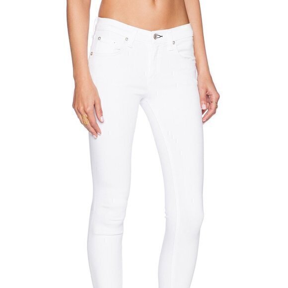 Rag & Bone The Skinny Jeans Womens Bright White Low Rise Denim Size 29 Pants - Picture 1 of 11